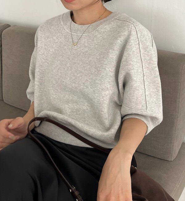  「スウェットライク半袖ニット」|ニット・セーター|