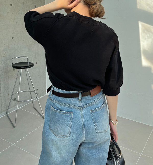  「スウェットライク半袖ニット」|ニット・セーター|