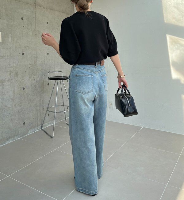  「スウェットライク半袖ニット」|ニット・セーター|