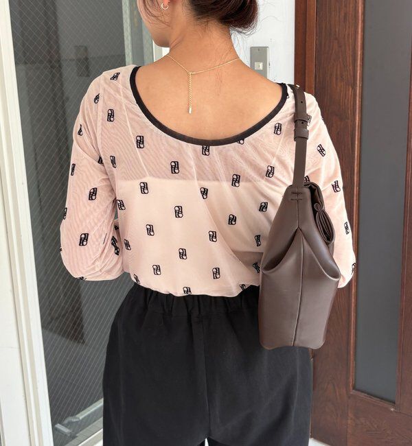  「【前後2WAY】2WAYモノグラムシアーTシャツ」|Tシャツ・カットソー|