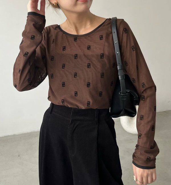  「【前後2WAY】2WAYモノグラムシアーTシャツ」|Tシャツ・カットソー|