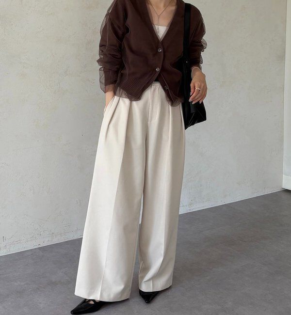  「【1枚で着映え】チュールレイヤードカーディガン」|カーディガン|