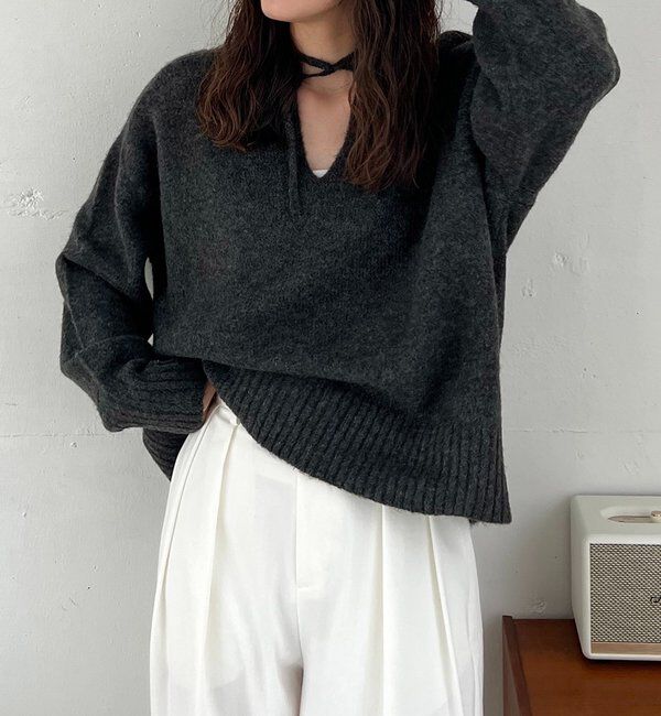  「【前後2WAY】もちふわ2WAYスキッパーニット」|ニット・セーター|