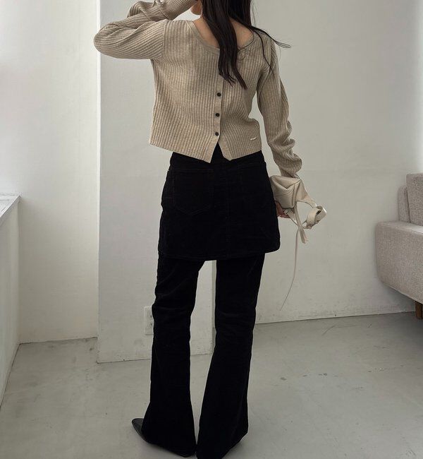  「【新色/オフホワイト】【前後2WAY】カーブスリーブリブニット」|カーディガン|