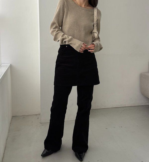  「【新色/オフホワイト】【前後2WAY】カーブスリーブリブニット」|カーディガン|