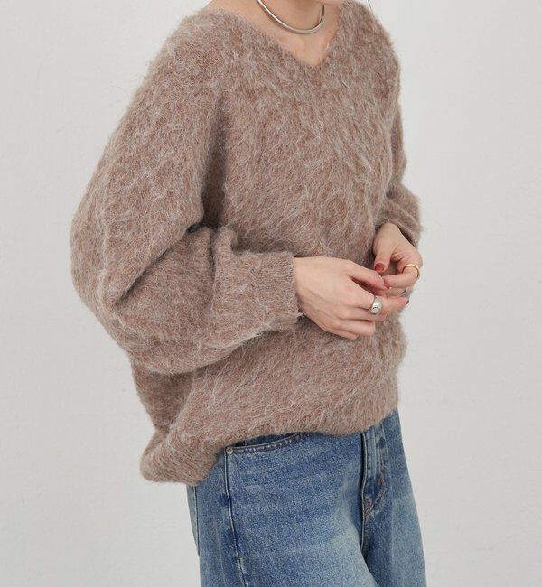  「【4色展開】【着映えニット】シャギーＶネックプルオーバー」|ニット・セーター|