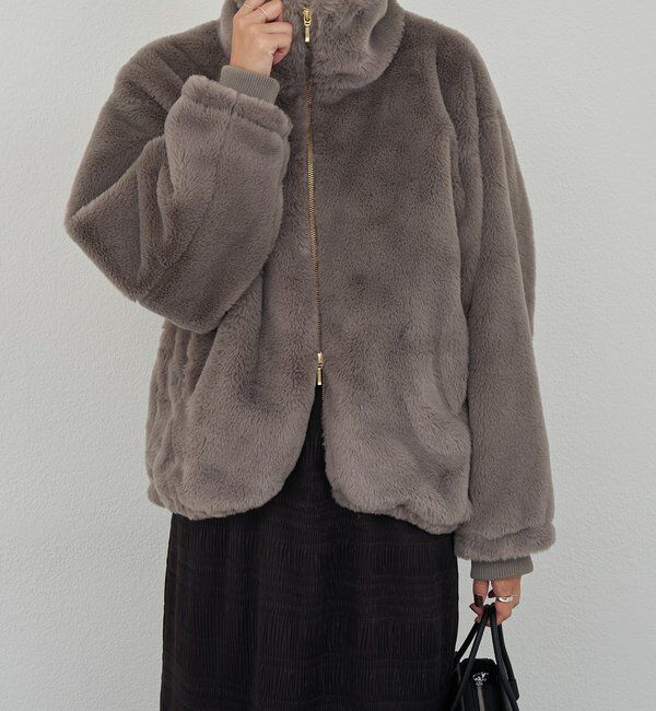  「ダブルジップファーコート」|その他|ベージュ