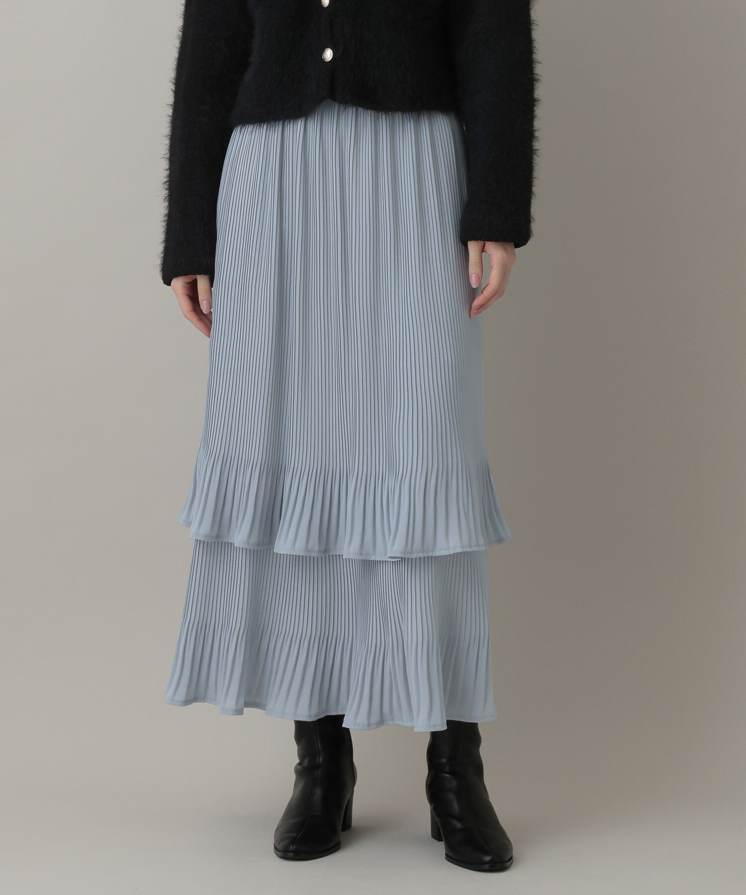 A part by 「ホソプリーツティアードスカート」|スカート|ライトブルー