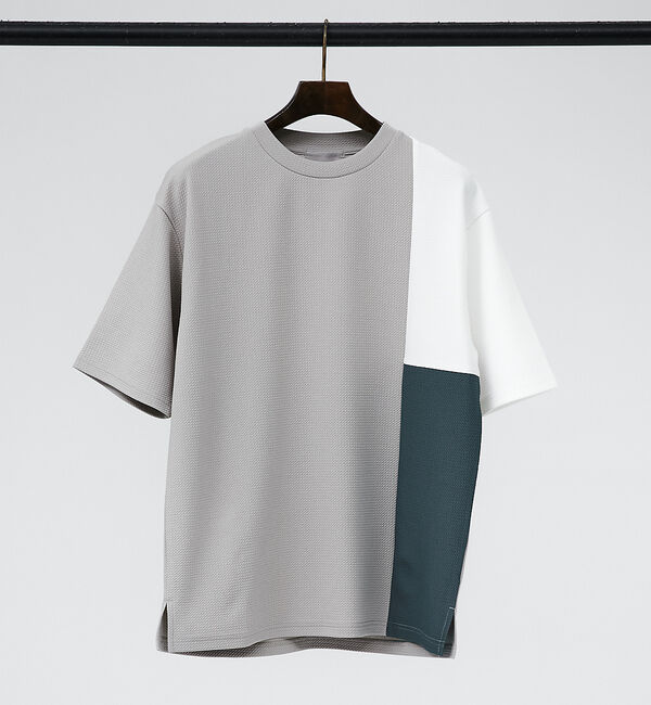 ABAHOUSE「【パネル切替】フクレジャガード 半袖 Tシャツ」|Tシャツ・カットソー|グレージュ