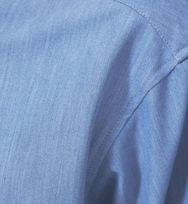 ABAHOUSE「【変形襟】定番/シャンブレーツイル カラーレス シャツ / バンドカラーシャツ」|シャツ・ブラウス|