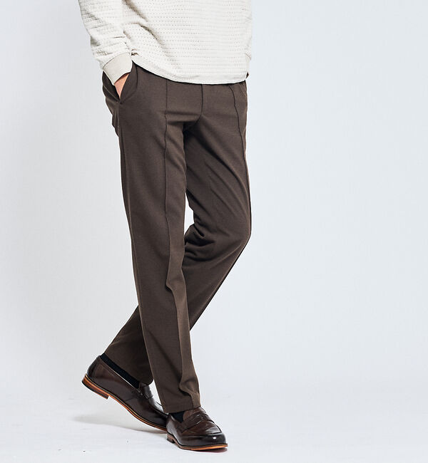 ABAHOUSE「【ON/OFF兼用】パウダータッチ  ピンタック イージースラックス / 360」|スラックス|ブラウン