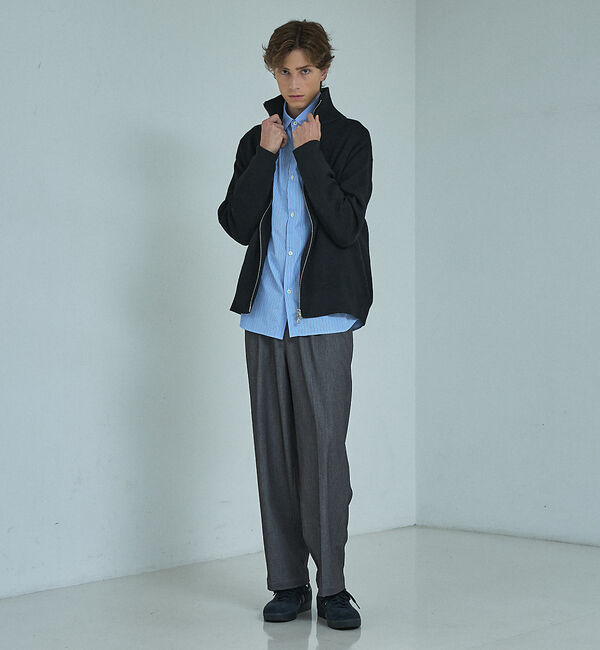 ABAHOUSE「12ゲージ 畦編み ドライバーズニット / ダブルジップ」|ニット・セーター|