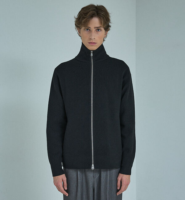 ABAHOUSE「12ゲージ 畦編み ドライバーズニット / ダブルジップ」|ニット・セーター|