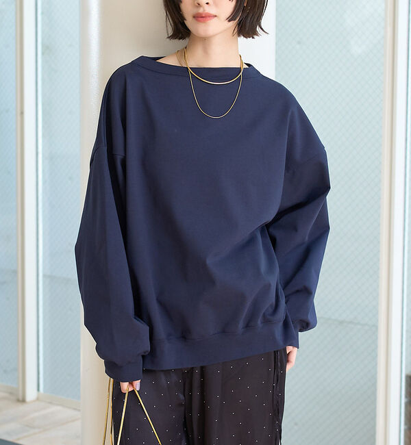 Rouge vif「ゆるシルエットバックヘンリーカットプルオーバー」|Tシャツ・カットソー|ネイビー