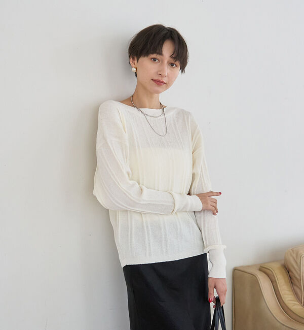 Rouge vif「変形ストライプ前後2WAYニット / カーディガン」|ニット・セーター|