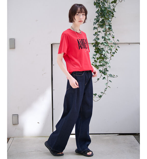 Rouge vif「別注【La Hutte / ラ ユット】フロッキー &times; 刺繍 ロゴTシャツ /」|Tシャツ・カットソー|