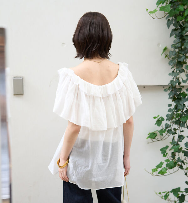Rouge vif「コットンオフショルバルーンブラウス」|シャツ・ブラウス|