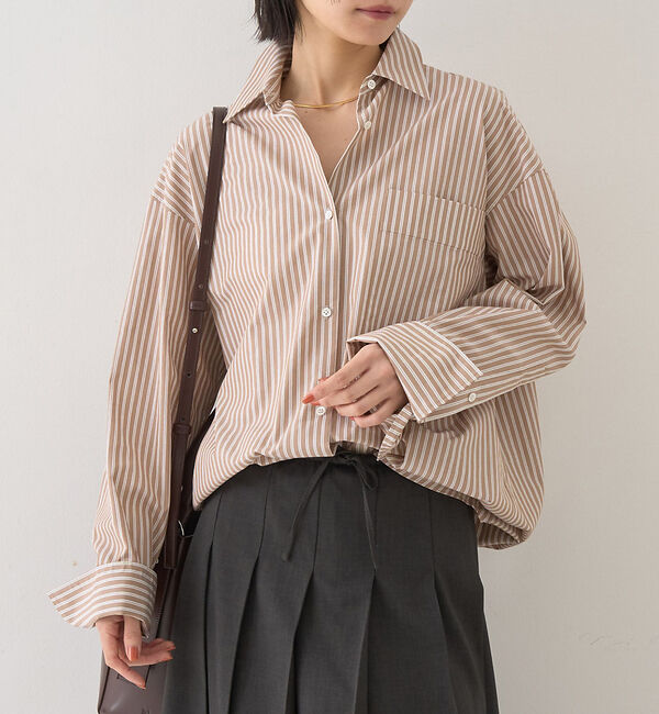 Rouge vif「ストライプメンズライクシャツ」|シャツ・ブラウス|キャメル