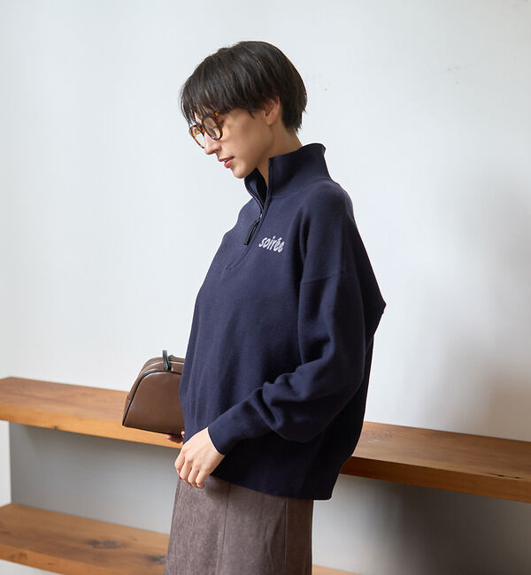 Rouge vif「ハーフジップロゴニットプルオーバー」|ニット・セーター|