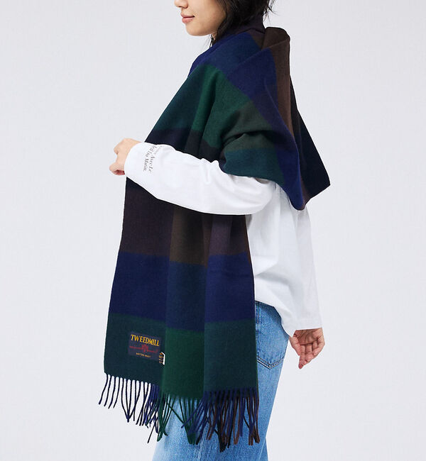 Rouge vif「【定番人気】【2025AW新作】【TWEEDMILL/ツイードミル】大判ストール」|マフラー|ダークグリーン