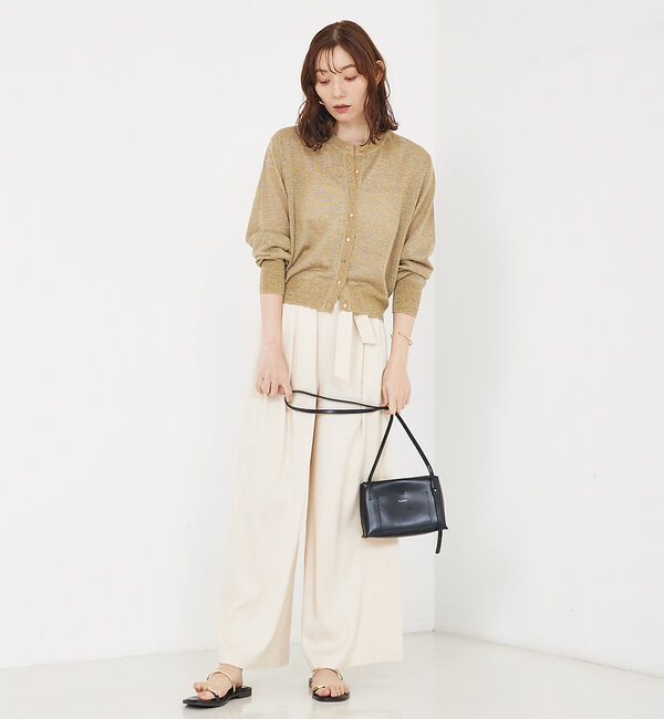 qualite「【夏の羽織りにおすすめ】ラメハイゲージニットカーデ」|カーディガン|