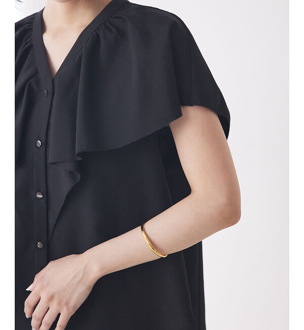 qualite「ラッフルカラーVネックブラウス」|シャツ・ブラウス|