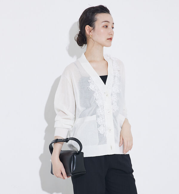 qualite「boussole&times;qualite　フラワーエンブロカーディガン」|カーディガン|