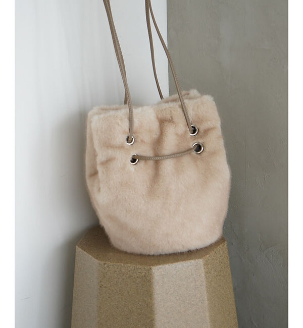 qualite「ファーバック/秋バッグ/冬バッグ/モコモコバッグ」|ショルダー・メッセンジャー|アイボリー