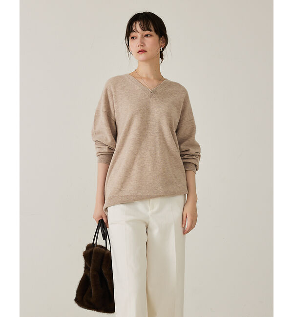qualite「ウールVネックプルオーバー」|ニット・セーター|