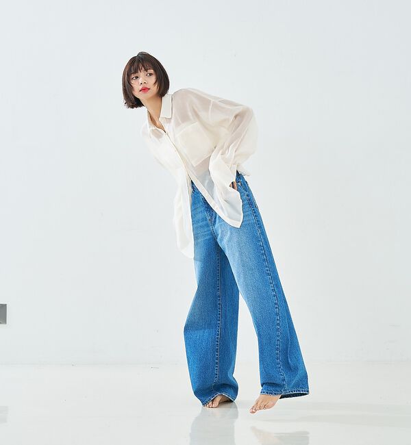 abahouse mavie「【オリジナル】ウォッシュドバレルジーンズ/大人カジュアル/カーブパンツ/春服【予」|デニム|