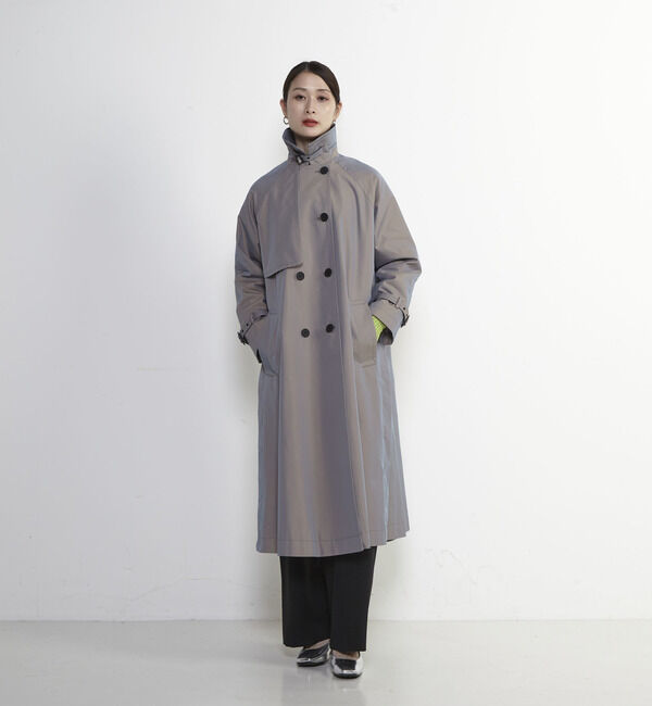 Soffitto「【定番アレンジ】サイドスリットシャンブレートレンチコート」|トレンチコート|ブルー系その他