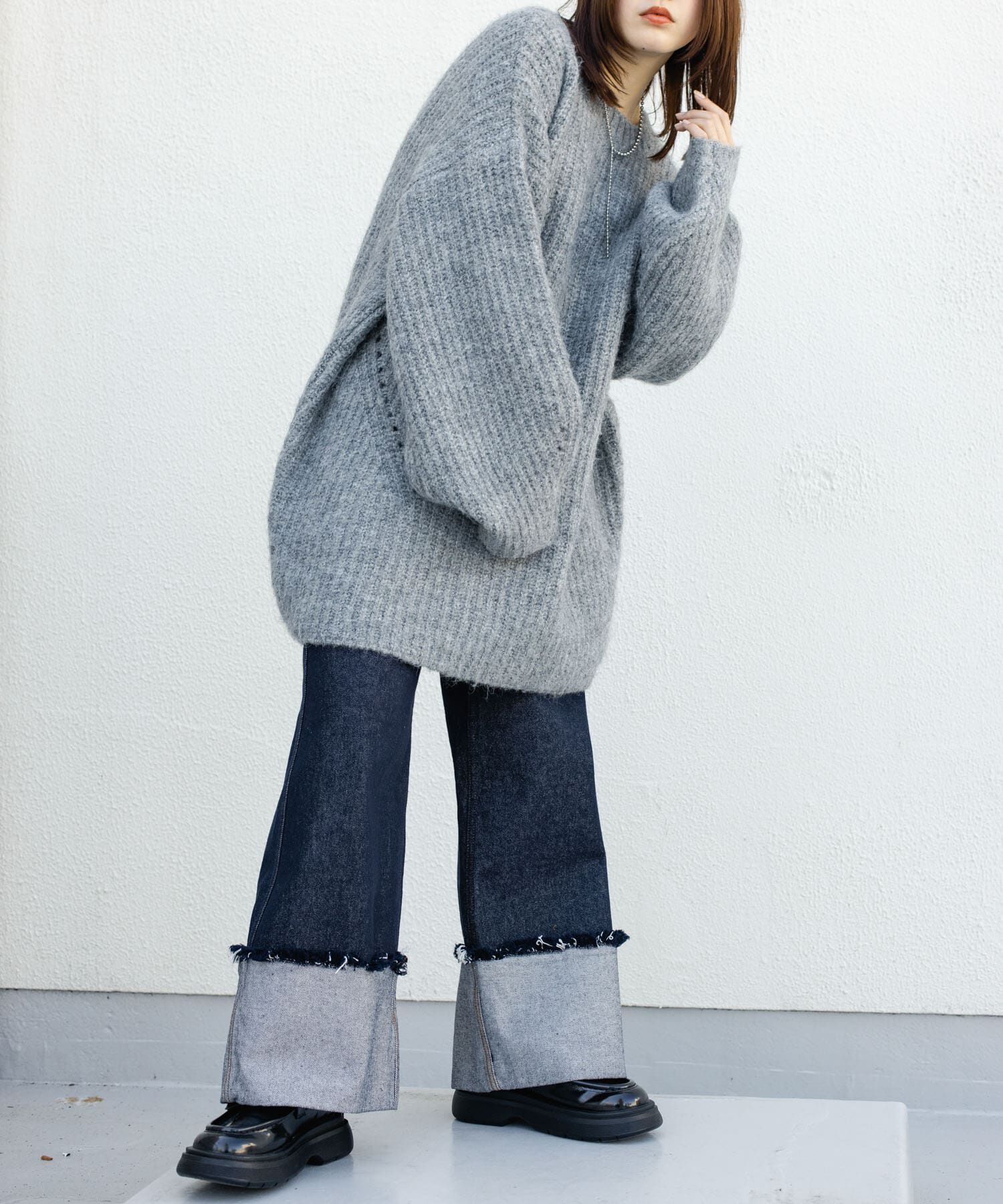  「ボリュームニットミニワンピース」|ワンピース|