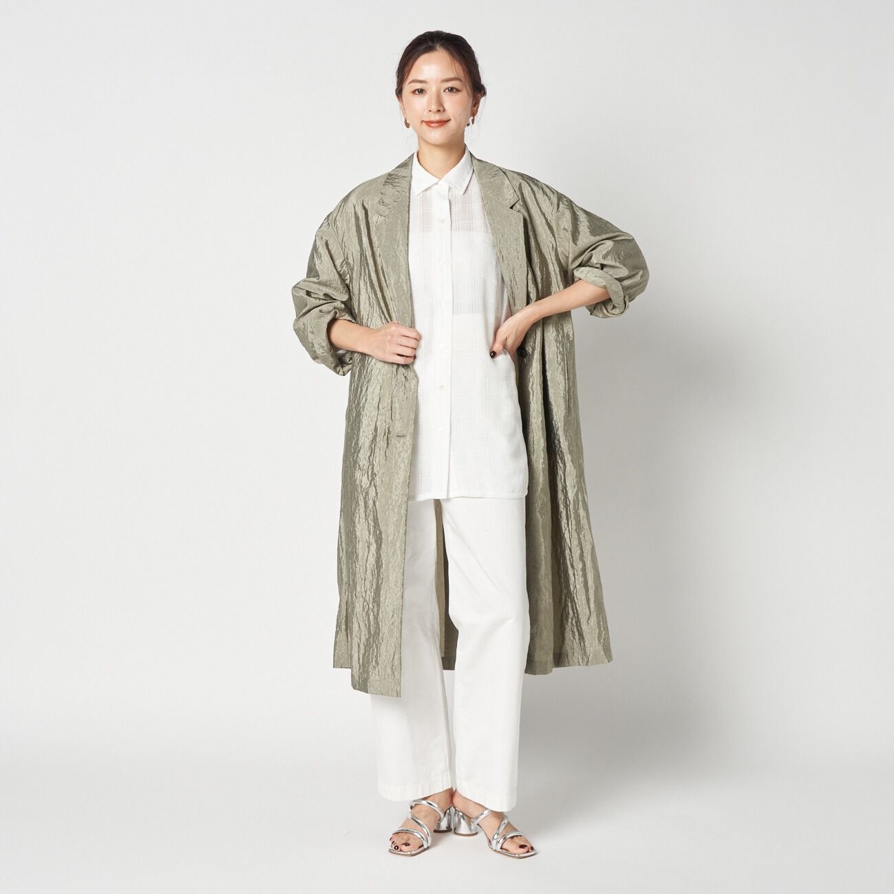 HELIOPOLE「HELIOPOLE SHINY SHEER LIGHT COAT」|トレンチコート|