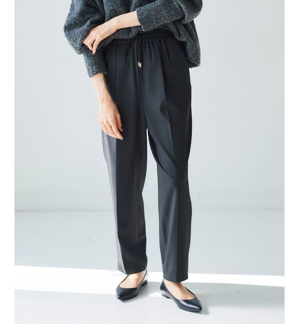 le.coeur blanc「《手洗い可能》ツイルイージーテーパードパンツ」|その他|ブラック