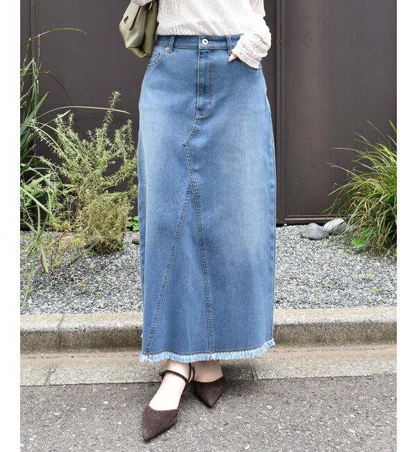  「リメイク風ラメデニムスカート」|スカート|