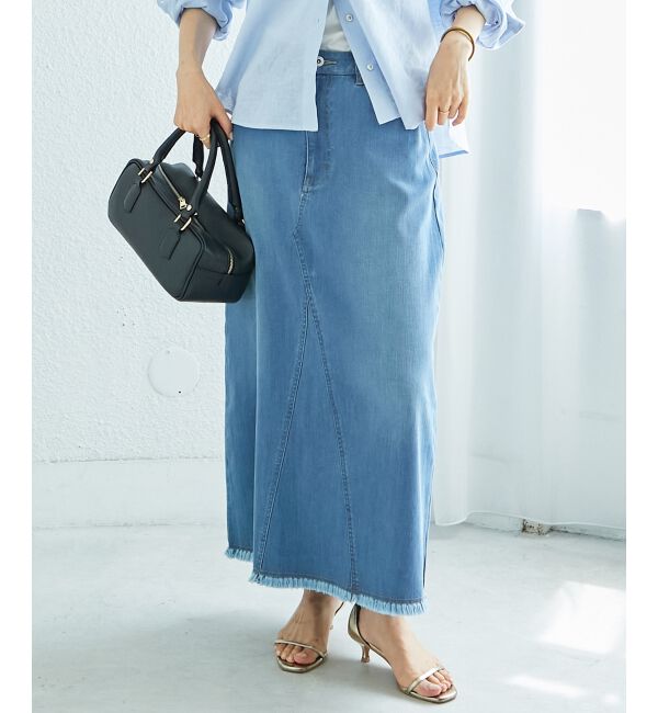  「リメイク風ラメデニムスカート」|スカート|