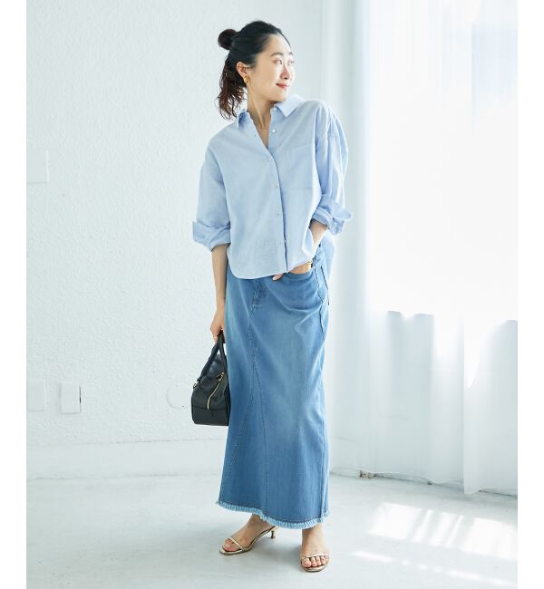  「リメイク風ラメデニムスカート」|スカート|