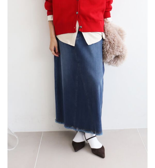  「リメイク風ラメデニムスカート」|スカート|ブルー
