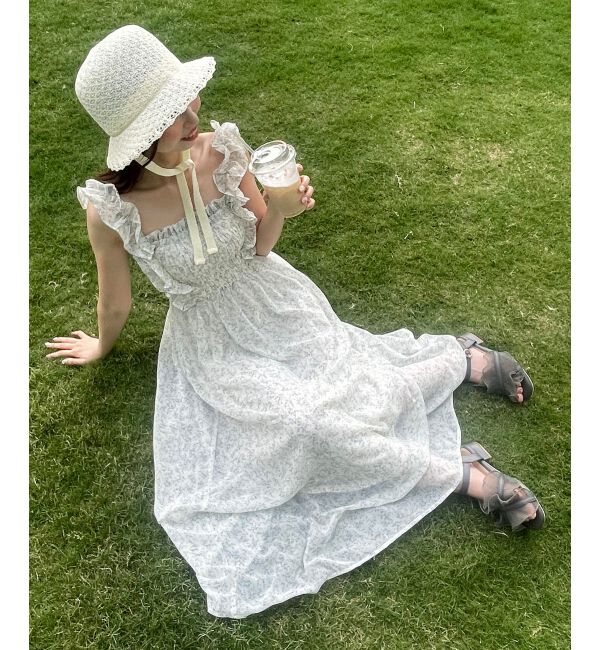  「フリルショルダーレースアップワンピ」|ワンピース|