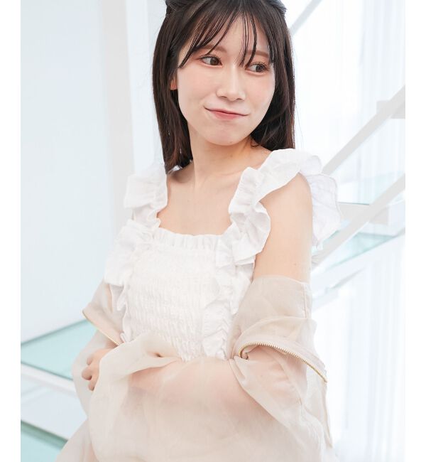  「フリルショルダーレースアップワンピ」|ワンピース|