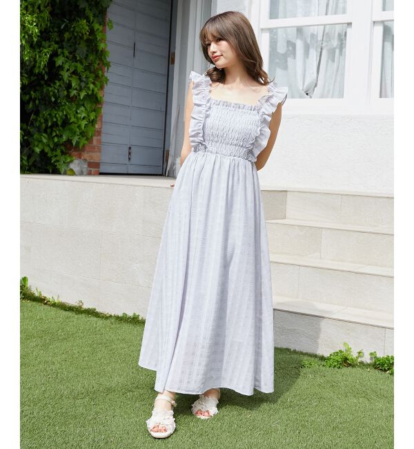  「フリルショルダーレースアップワンピ」|ワンピース|