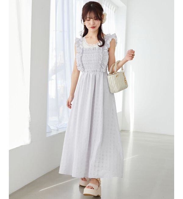  「フリルショルダーレースアップワンピ」|ワンピース|