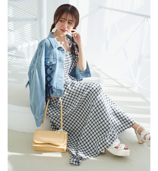  「フリルショルダーレースアップワンピ」|ワンピース|