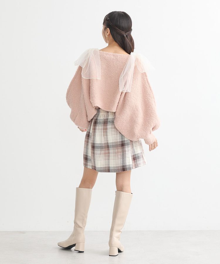 earth music&ecology「チュール肩リボンニットプルオーバー」|ニット・セーター|