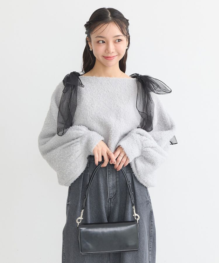 earth music&ecology「チュール肩リボンニットプルオーバー」|ニット・セーター|