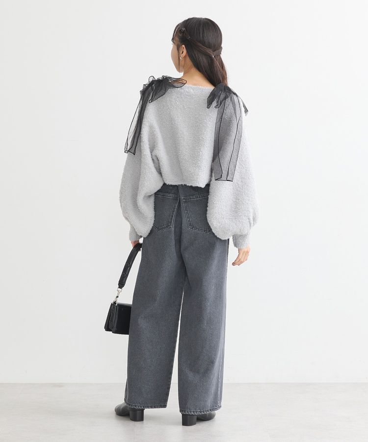 earth music&ecology「チュール肩リボンニットプルオーバー」|ニット・セーター|