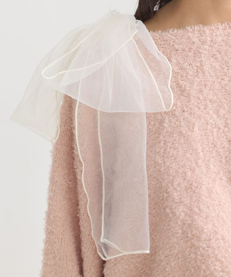 earth music&ecology「チュール肩リボンニットプルオーバー」|ニット・セーター|