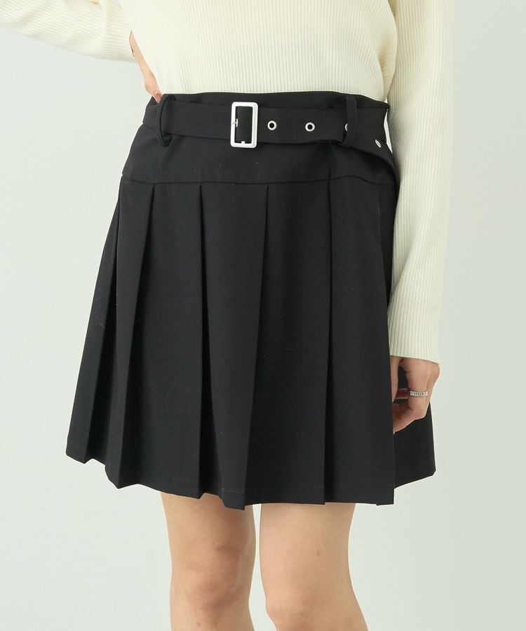 earth music&ecology「ベルト付きプリーツミニスカート」|スカート|