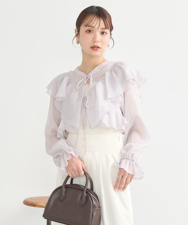 earth music&ecology「シアーラッフルショートボレロ」|シャツ・ブラウス|