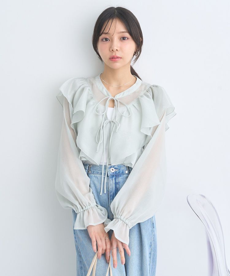 earth music&ecology「シアーラッフルショートボレロ」|シャツ・ブラウス|